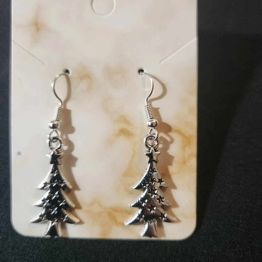 Silver colored Christmas Tree Earrings